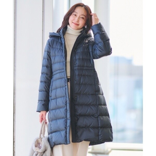 アンタイトル（UNTITLED）/【撥水洗えるすっきり】ロング丈タフタダウンコート