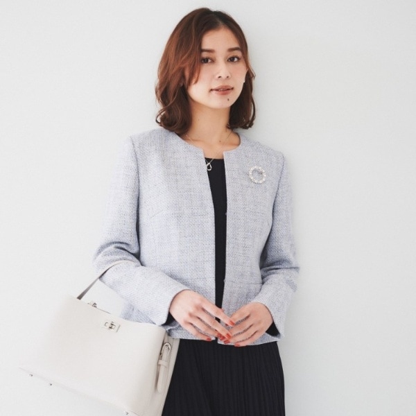 アンタイトル（UNTITLED）/【通勤】ツイード ペプラムジャケット