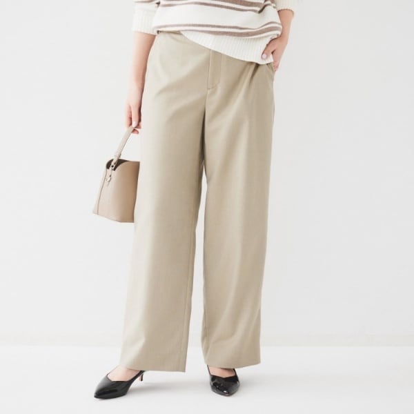 アンタイトル（UNTITLED）/【後ろウエストゴム洗える】梳毛調ソフトワイドパンツ