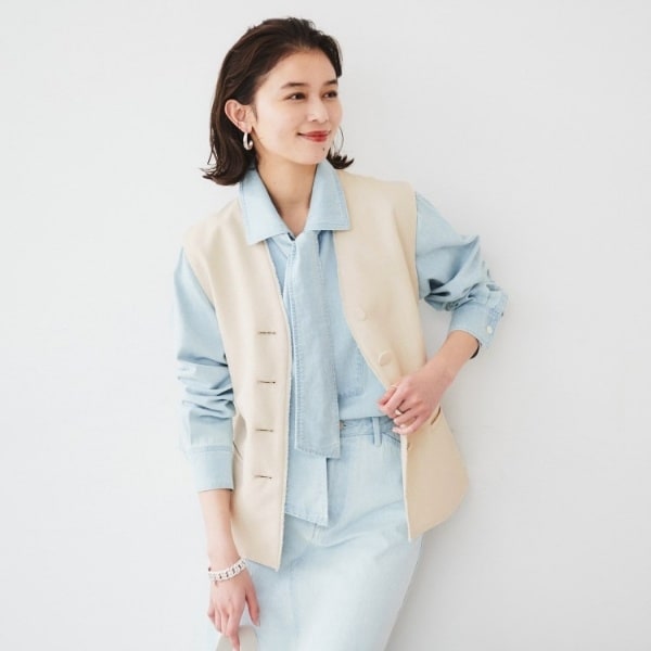 アンタイトル（UNTITLED）/【セットアップ可能】リネンライクキャンバス ジレ