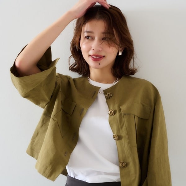 アンタイトル（UNTITLED）/【トレンド七分袖】タイプライター ノーカラージャケット