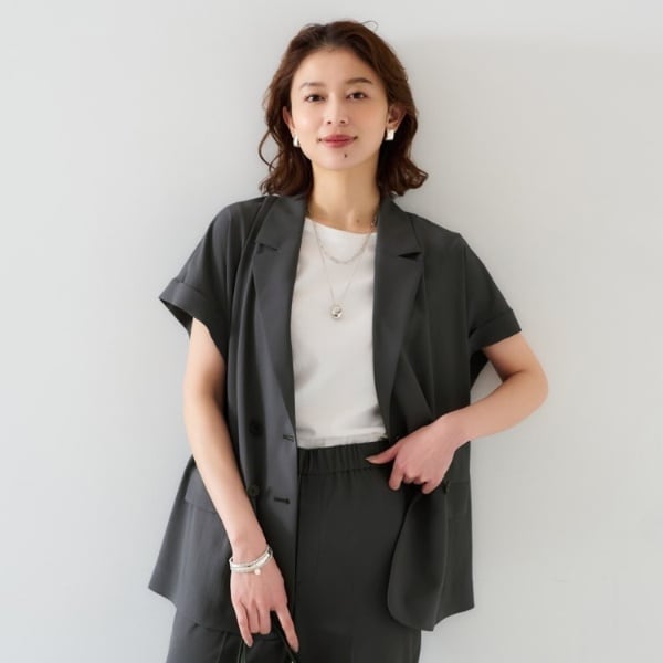 アンタイトル（UNTITLED）/【セットアップ可能接触冷感イージーケア】リラクミスト　ハーフスリーブジャケット