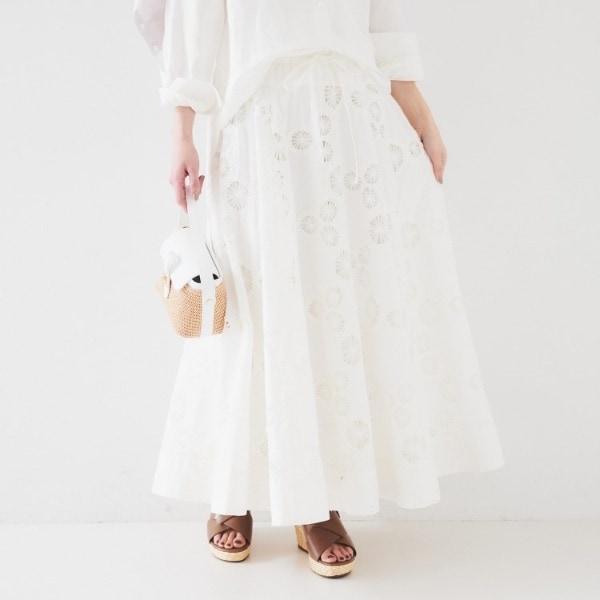 アンタイトル（UNTITLED）/【トレンド／刺繍レース】サークルモチーフ コットンスカート
