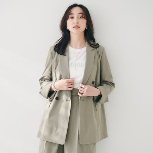 アンタイトル（UNTITLED）/【セットアップ可能／オンオフ】ラミー混 ダブルブレストジャケット