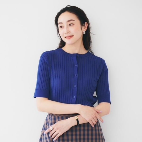 アンタイトル（UNTITLED）/【五分袖タイト】コットンリネン2WAYニット