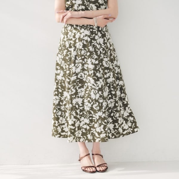 アンタイトル（UNTITLED）/【セットアップ可後ろウエストゴム】モザイクフラワー柄スカート
