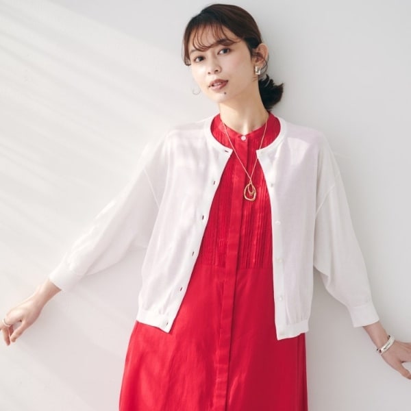 アンタイトル（UNTITLED）/【短丈シアー洗える】ドルマンスリーブカーディガン