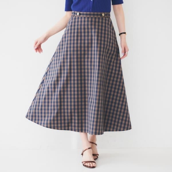 アンタイトル（UNTITLED）/【後ろウエストゴム洗える】ギンガムチェックAラインスカート