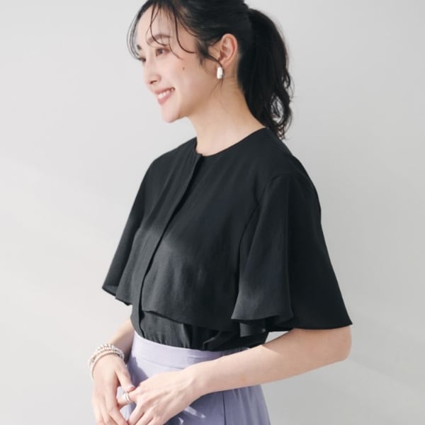 アンタイトル（UNTITLED）/【オンオフ二の腕カバー】オーガンジーラッフルブラウス