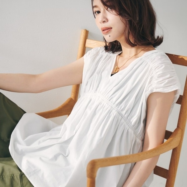 アンタイトル（UNTITLED）/【コットン100洗えるトレンド】シャーリングブラウス