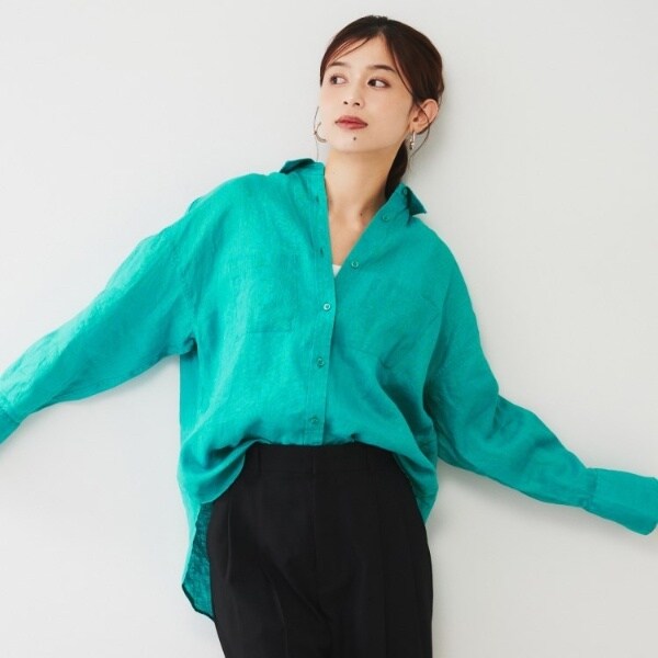 アンタイトル（UNTITLED）/【麻100洗える前開きシャツ】ドライリネン 