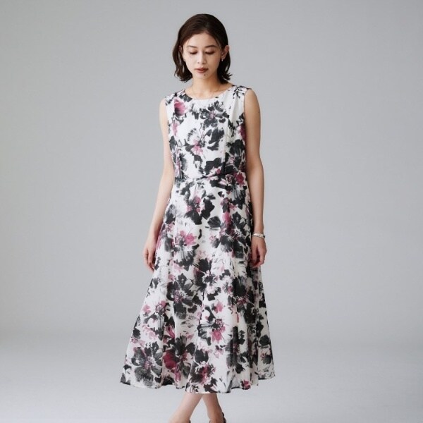 アンタイトル（UNTITLED）/【シアーエレガント花柄夏ワンピ】ペイントフラワーワンピース