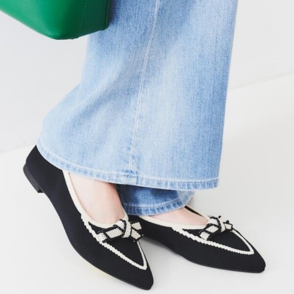 アンタイトル（UNTITLED）/【洗える！快適！】リサイクルニットリボンパンプス