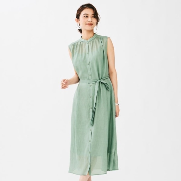 アンタイトル（UNTITLED）/バンドカラー2WAYスラブワンピース