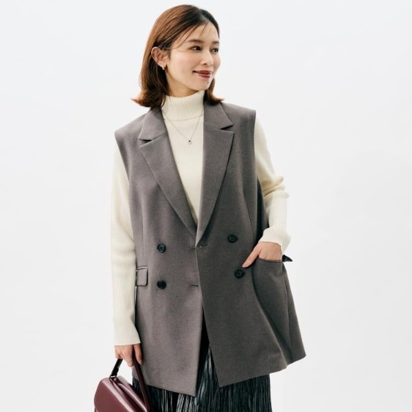 アンタイトル（UNTITLED）/【重ね着レイヤードにセットアップ可】スラブテーラードカラージレ