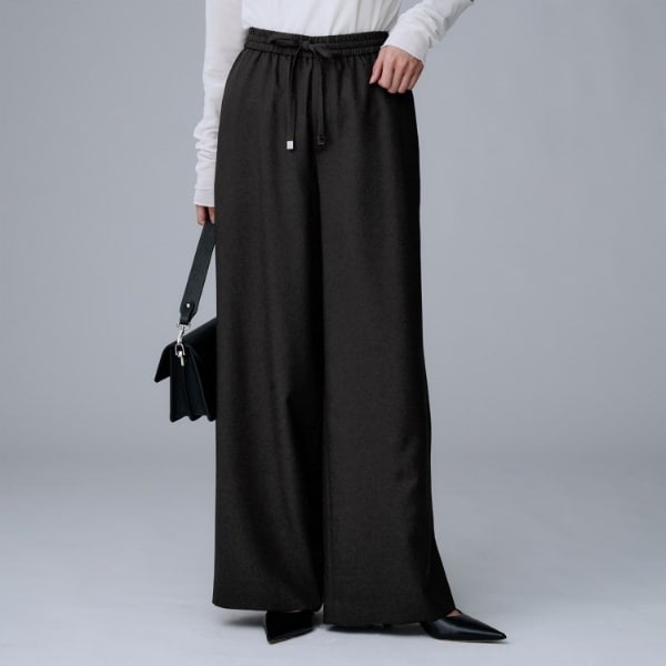 アンタイトル（UNTITLED）/【ワイドウエストゴム紐】ストレッチドロストパンツ