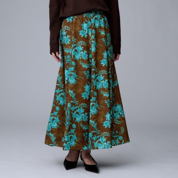 アンタイトル（UNTITLED）/【ウエストゴムロング花柄】オーナメントフラワー スカート