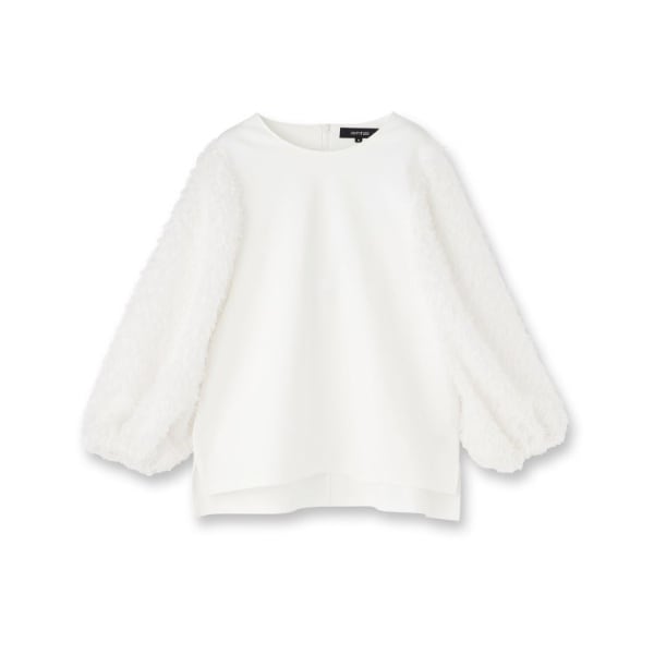 アンタイトル（UNTITLED）/【丸首Tシャツ風短丈】シャギースリーブ ポンチカットソー_2