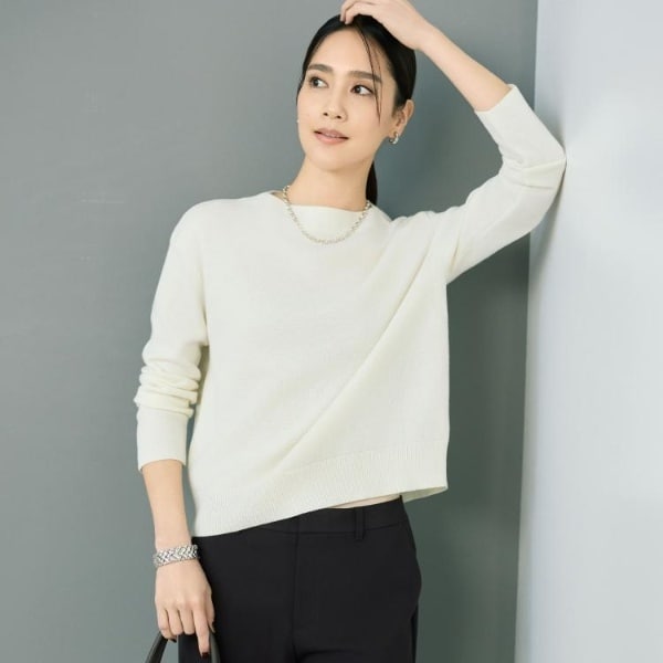 アンタイトル（UNTITLED）/【洗える長く着られる】モックネックミラノリブニット