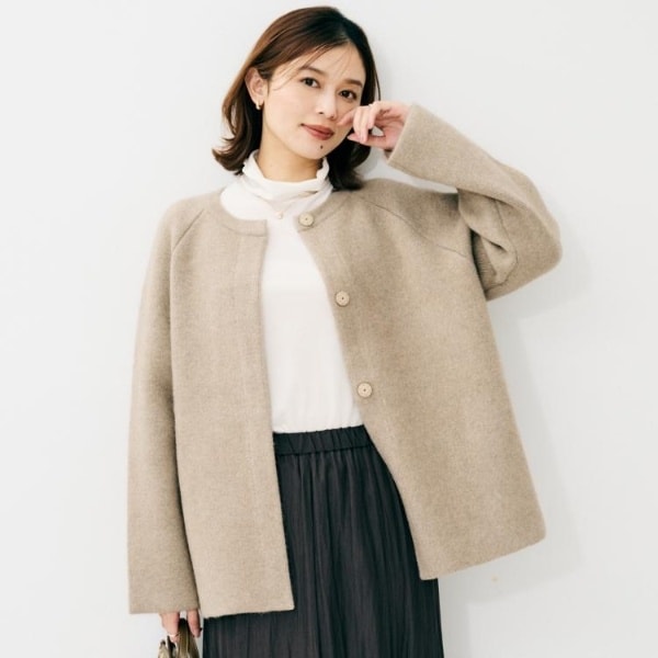 アンタイトル（UNTITLED）/【軽アウターミドル丈】ウールニットコーディガン