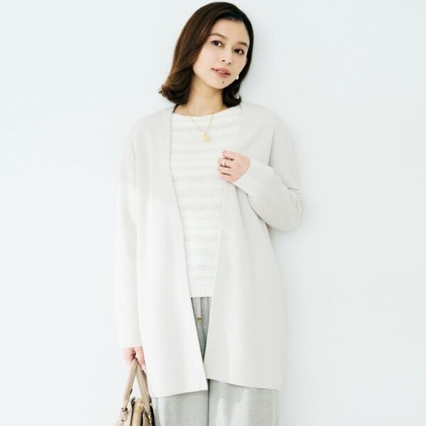 アンタイトル（UNTITLED）/【洗えるミドル丈軽羽織り】ミラノリブ