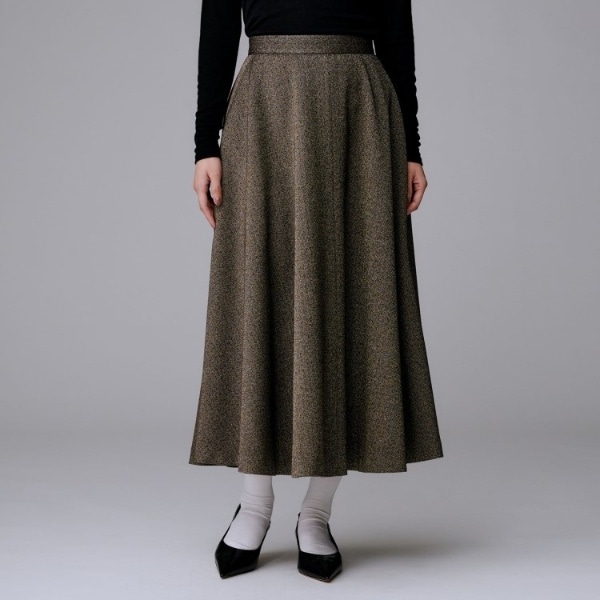 アンタイトル（UNTITLED）/【ミディ丈ウール混】クラシカルヘリンボーン　ラメスカート