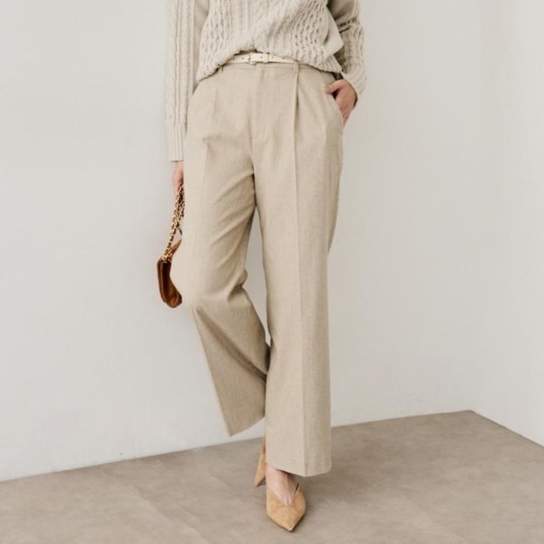 アンタイトル（UNTITLED）/【ワイド後ろゴムシーズンレス】シルクネップツイードパンツ