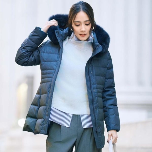 アンタイトル（UNTITLED）/【はっ水機能フード取り外し可】ミディダウンコート