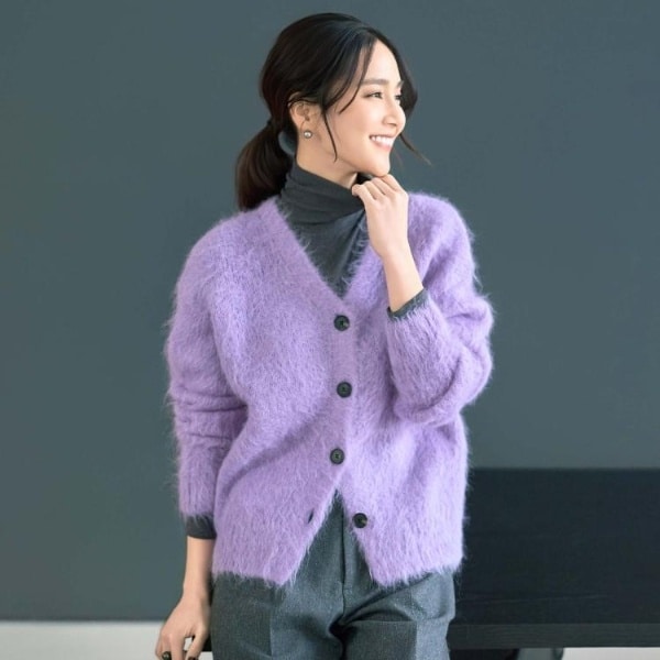 アンタイトル（UNTITLED）/【ゆったりモヘヤニット】アルパカ混シャギー カーディガン