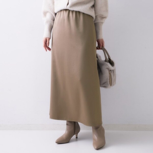 アンタイトル（UNTITLED）/【ウエストゴムロング】サテンナロースカート
