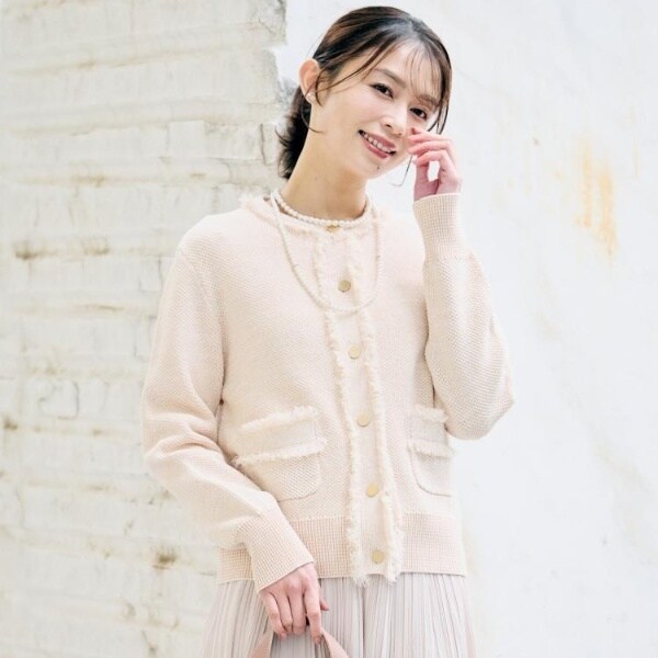 アンタイトル（UNTITLED）/【洗えるジャケット風】ツイードニットカーディガン_10