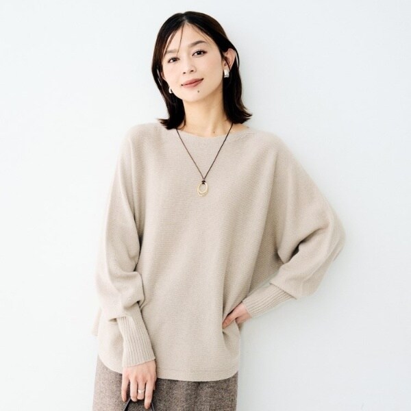 【NEW】アンタイトル（UNTITLED）/ウールシルクカシミヤボートネックニット