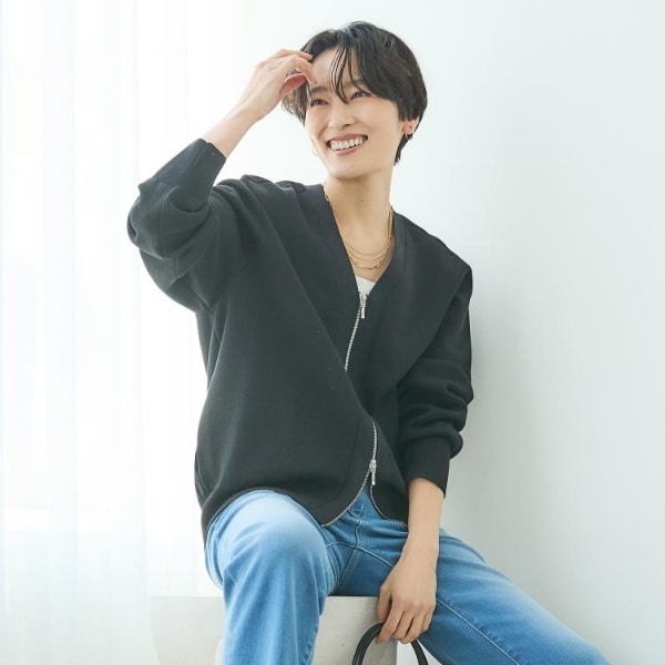 アンタイトル（UNTITLED）/【軽羽織りセットアップ可】ジップアップニットカーディガン
