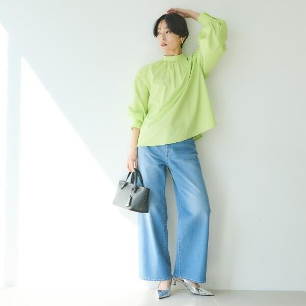アンタイトル（UNTITLED）/【洗えるオンオフ使える】タイプライタースタンドネックブラウス