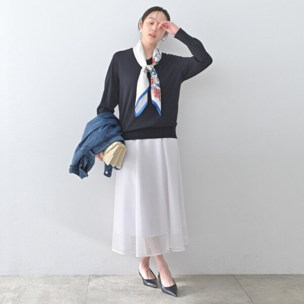 アンタイトル（UNTITLED）/【アンサンブル可洗える】シアーVネックニット_10