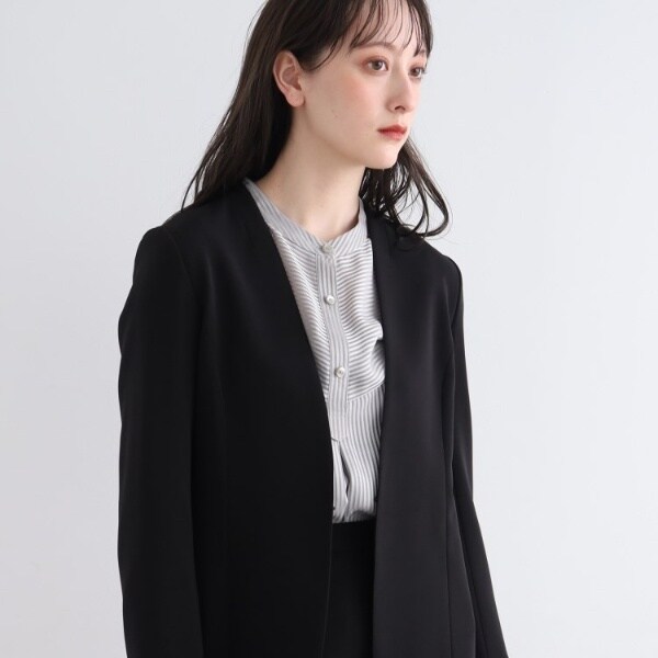 インディヴィ（INDIVI）/【洗えるUVケアエコ日本製】ストレッチノーカラージャケットの通販は 5,392円