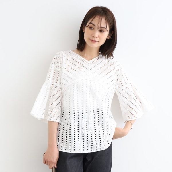 martiniq ストライプ フレアスリーブ ブラウス STRIPED FLARED-SLEEVE BLOUSE ストライプ フレアスリーブ