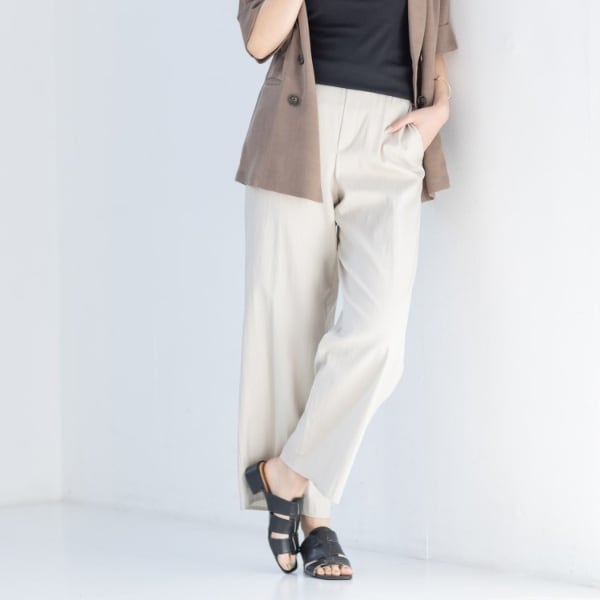 インディヴィ（INDIVI）/新色登場！【雑誌掲載褒められパンツ／洗える】ウエストゴムワイドタックパンツ