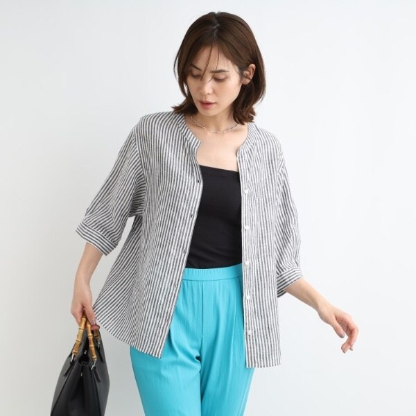 インディヴィ（INDIVI）/【洗える／UVケア／麻100％】ノルマンディリネン デザインブラウスの通販は 5,192円