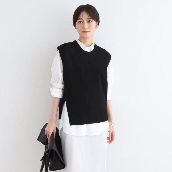 インディヴィ（INDIVI）/【洗える】アシンメトリーニットベスト