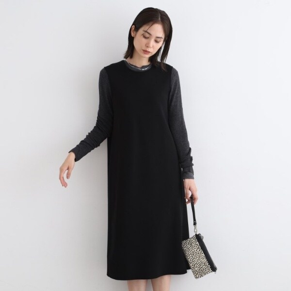 インディヴィ（INDIVI）/【伸縮性◎】ニットジャンパードレス