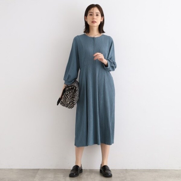 【未使用タグ付き】INDIVI 洗える/UVケアナローフレアワンピース 15 インディヴィ（INDIVI）/【洗えるUVケアSETUP可能】ナローフレア