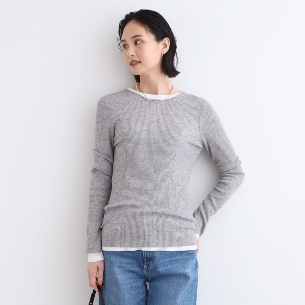 インディヴィ（INDIVI）/【洗える／ウール混／シアーラメ】ラウンドネックニット 5,565円