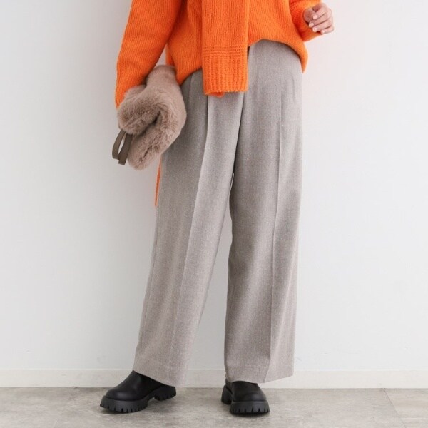 インディヴィ（INDIVI）/【ウール混】ネップヘリンボーン ワイドパンツ