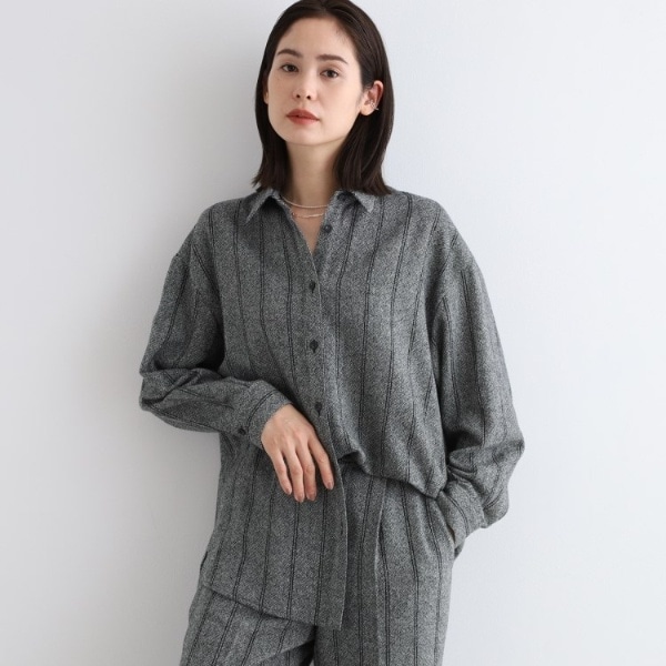 インディヴィ（INDIVI）/【日本製／インポート素材／SETUP可能】ストライプ柄ビックシャツ