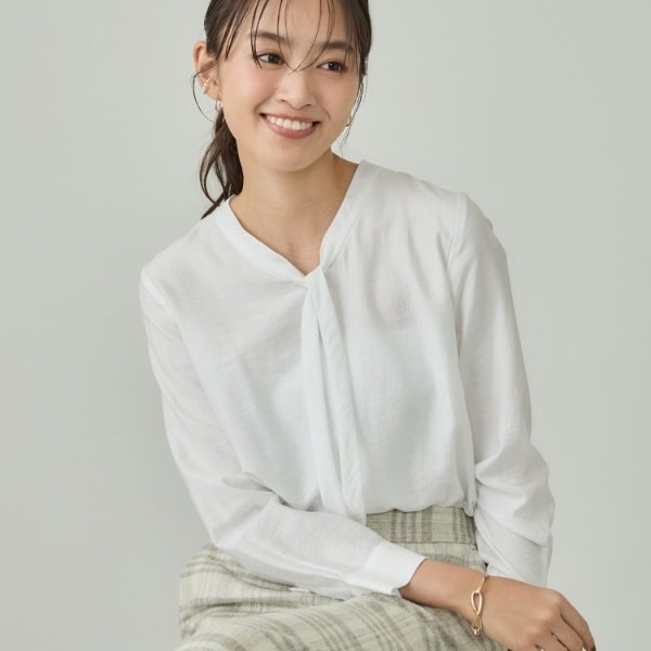 インディヴィ（INDIVI）/【洗える】ストライプドビー ボウタイブラウス