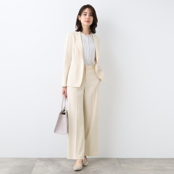 洗える✨インディヴィ　リネン風セットアップパンツスーツ✨大きいサイズ48&44 インディヴィ（INDIVI）/【洗える／UVケア／スーツ】ストレッチワイド