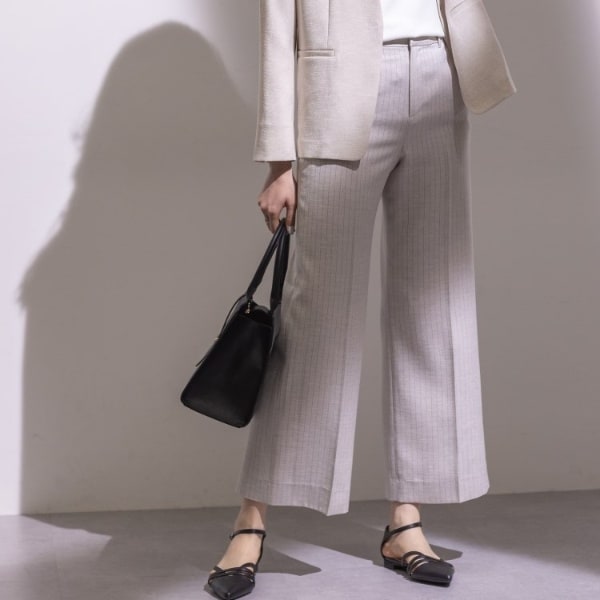 インディヴィ（INDIVI）/【こなれSETUP／ストライプ柄】リネンライクワイドパンツの通販は