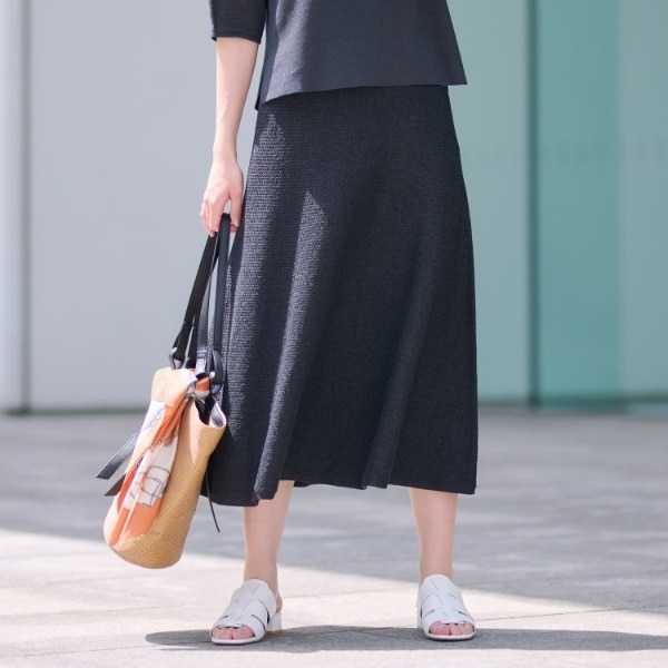 インディヴィ（INDIVI）/【洗える／和紙混素材／SETUP可能】フレアスカート