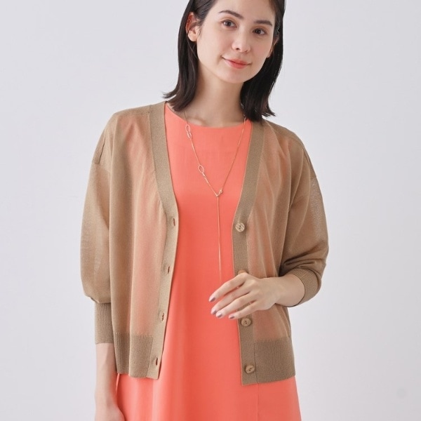 インディヴィ（INDIVI）/【大人シアーラメ】きれいめニットカーディガン